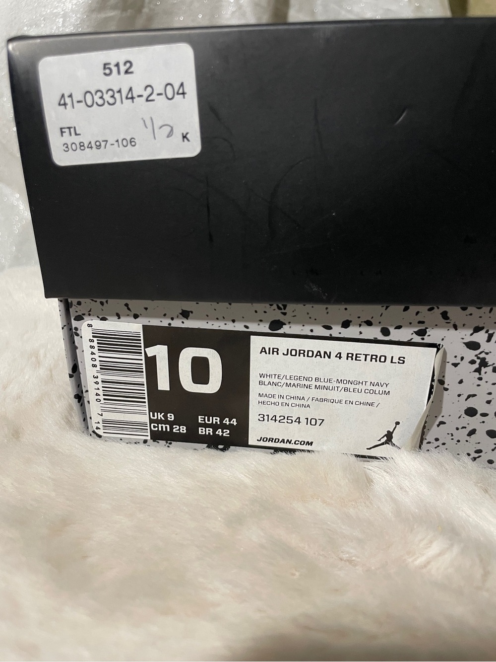 Air Jordan 4 Retro LS Oreo Blue Size 10 Men’s Sneakers With Original Box - Picture 2 of 7